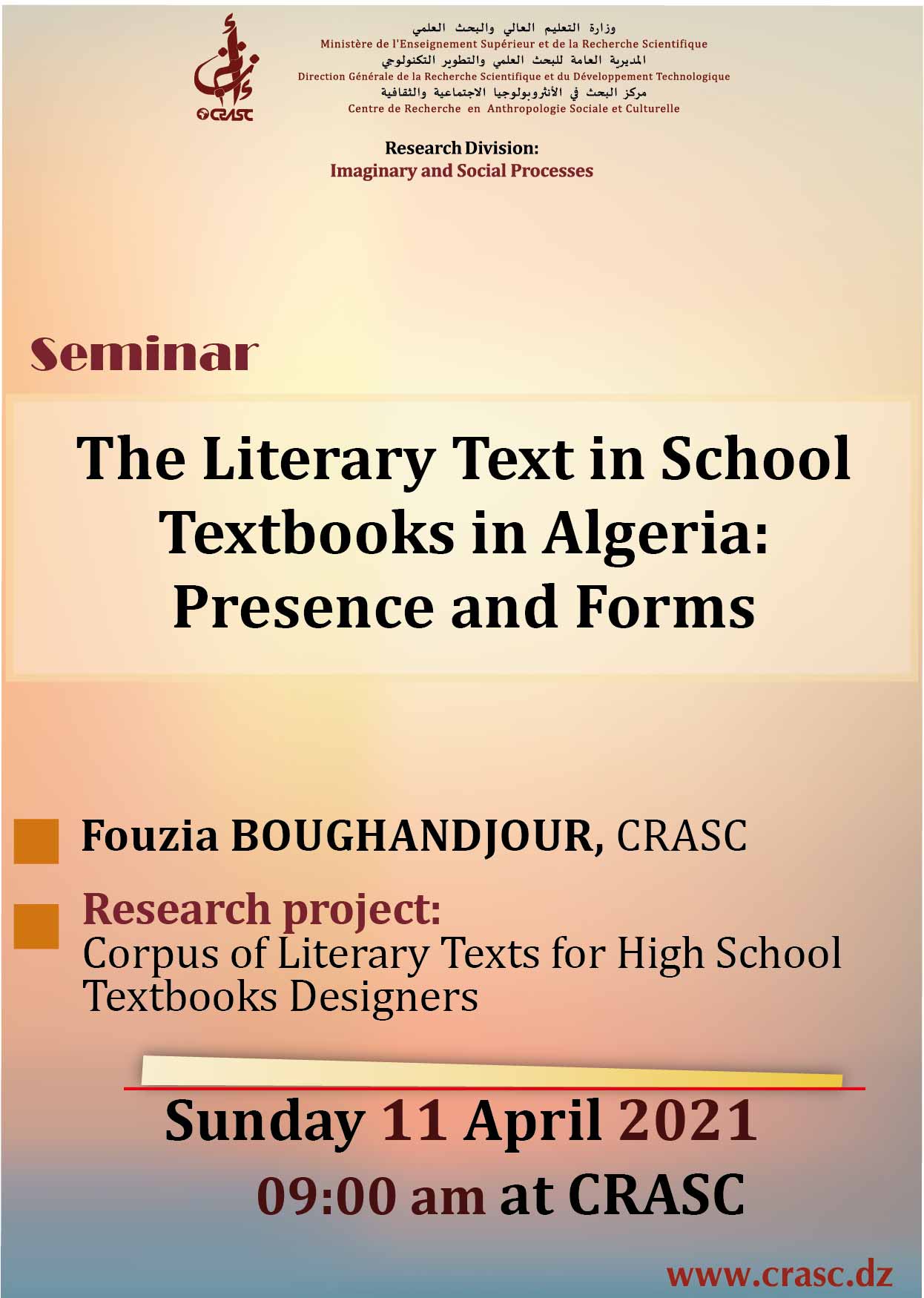 The literary text in Algerian textbooks: presence and forms