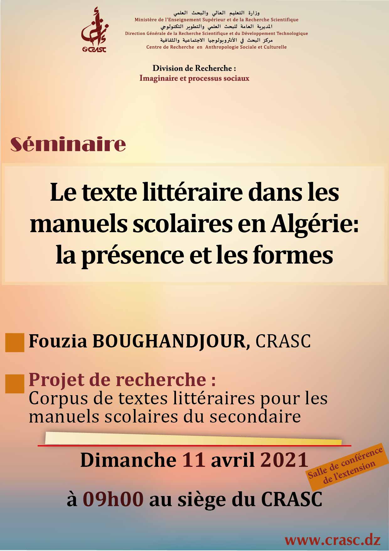Le texte littéraire dans le manuel scolaire en Algérie : présence et formes