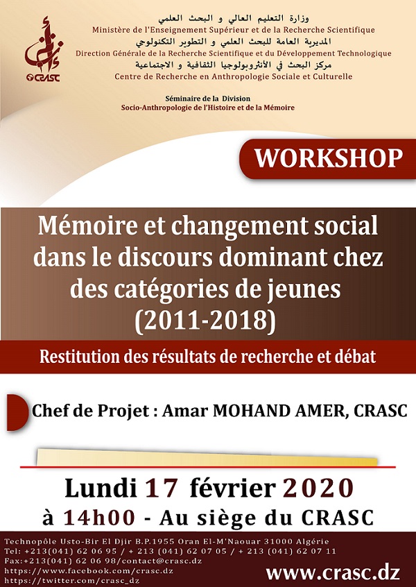 Mémoire et changement social dans le discours dominant chez des catégories de jeunes (2011-2018)