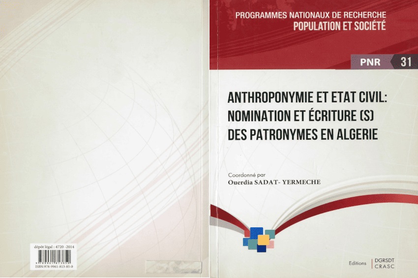 Anthroponymie et état civil : nomination et écriture (s) des patronymes en Algérie