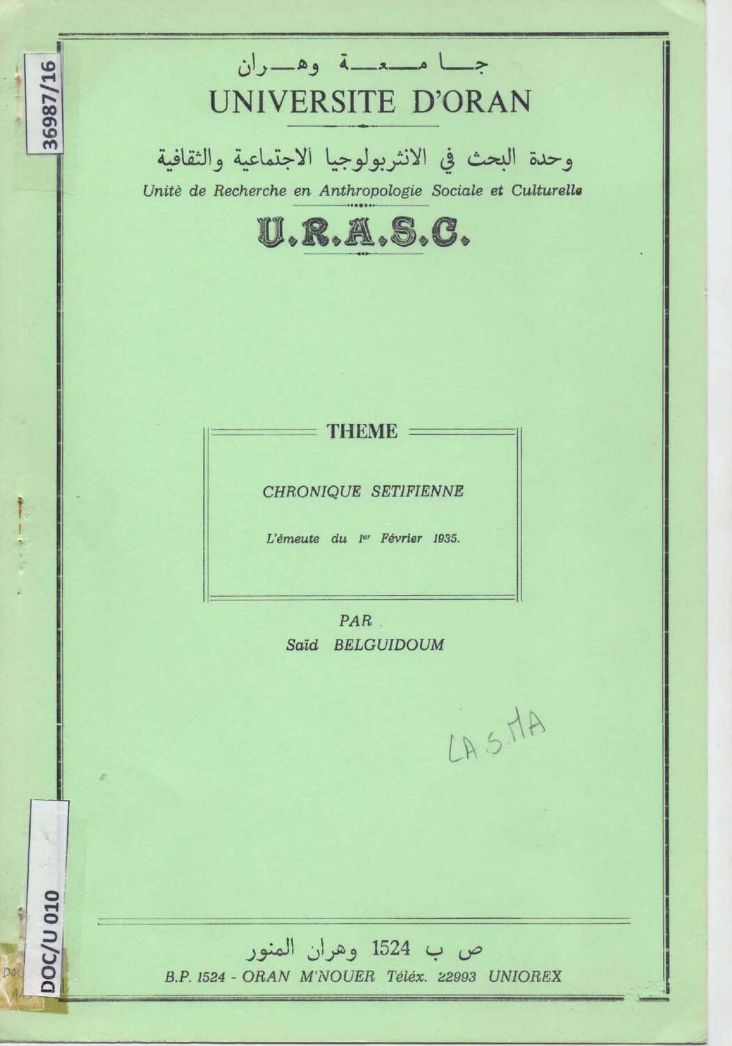 Chronique setifienne : L'émeute du 1er février 1935