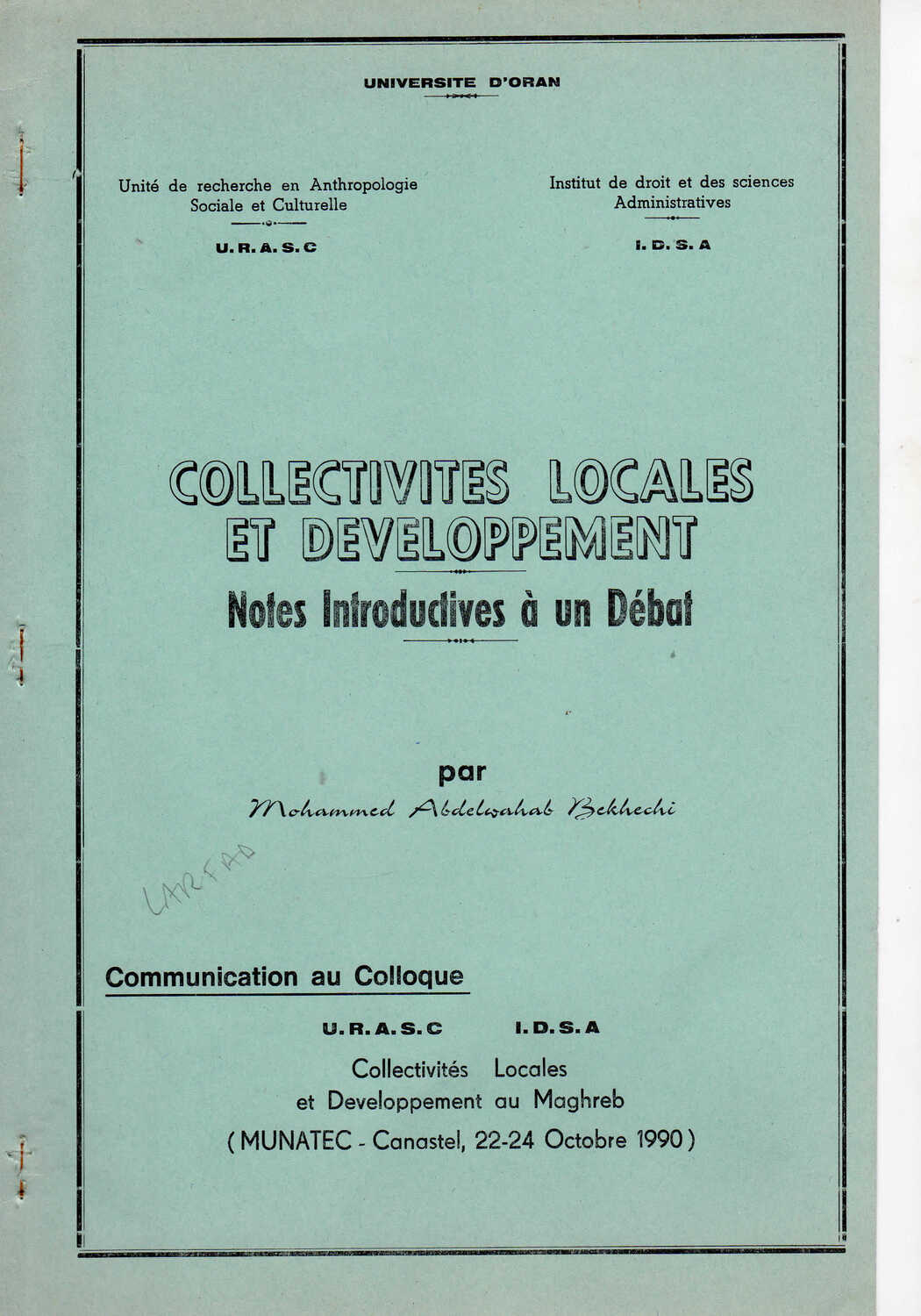 Collectivités locales et développement : Notes introductives à un débat