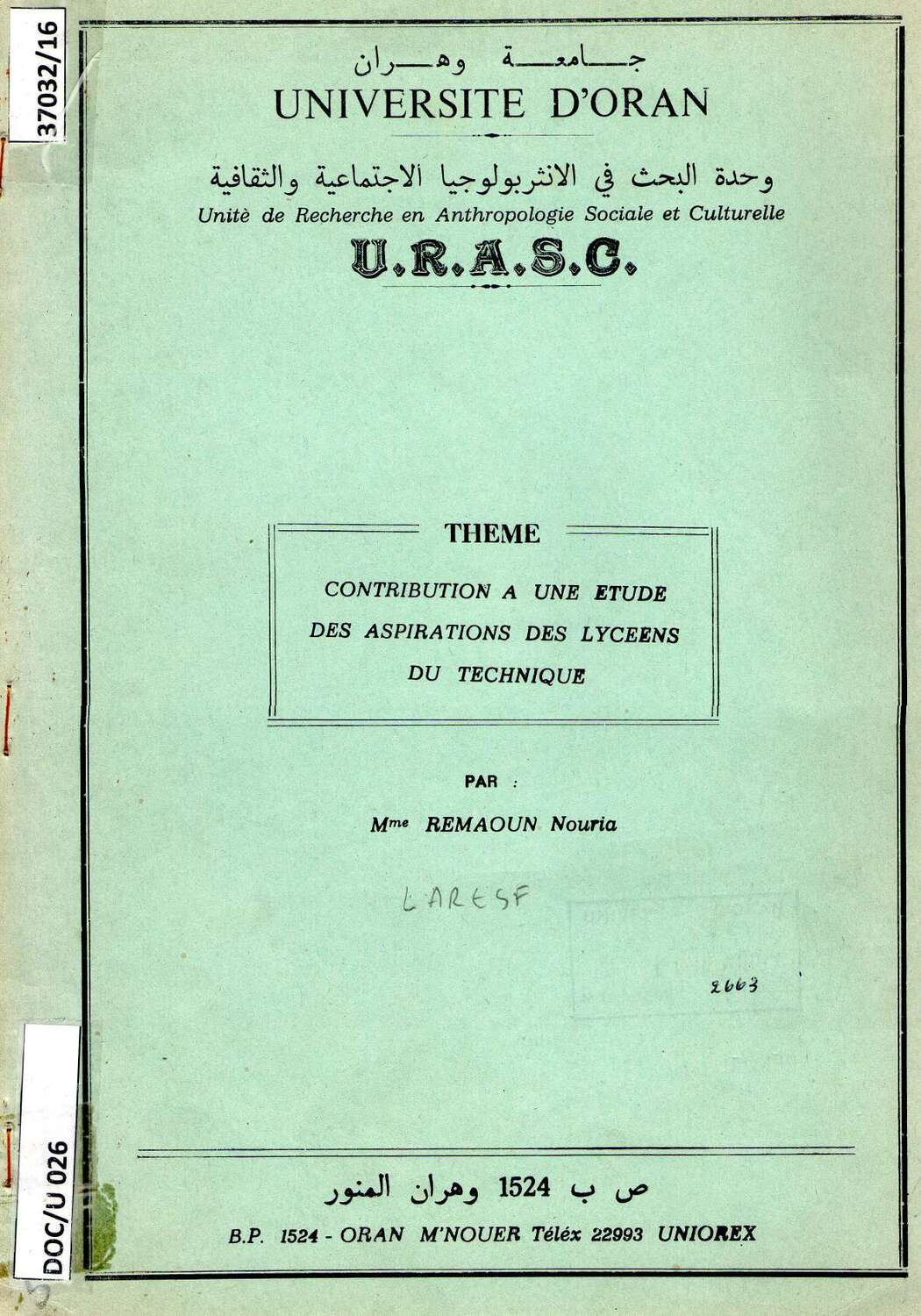 Contribution à une étude des aspirations des lycéens du technique