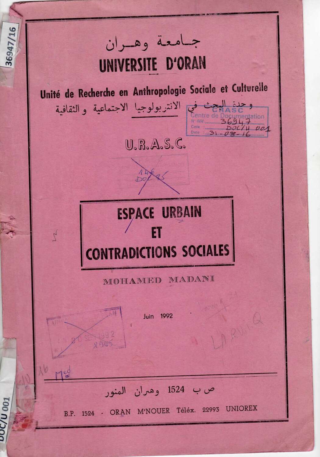 Espace Urbain et Contradictions sociales