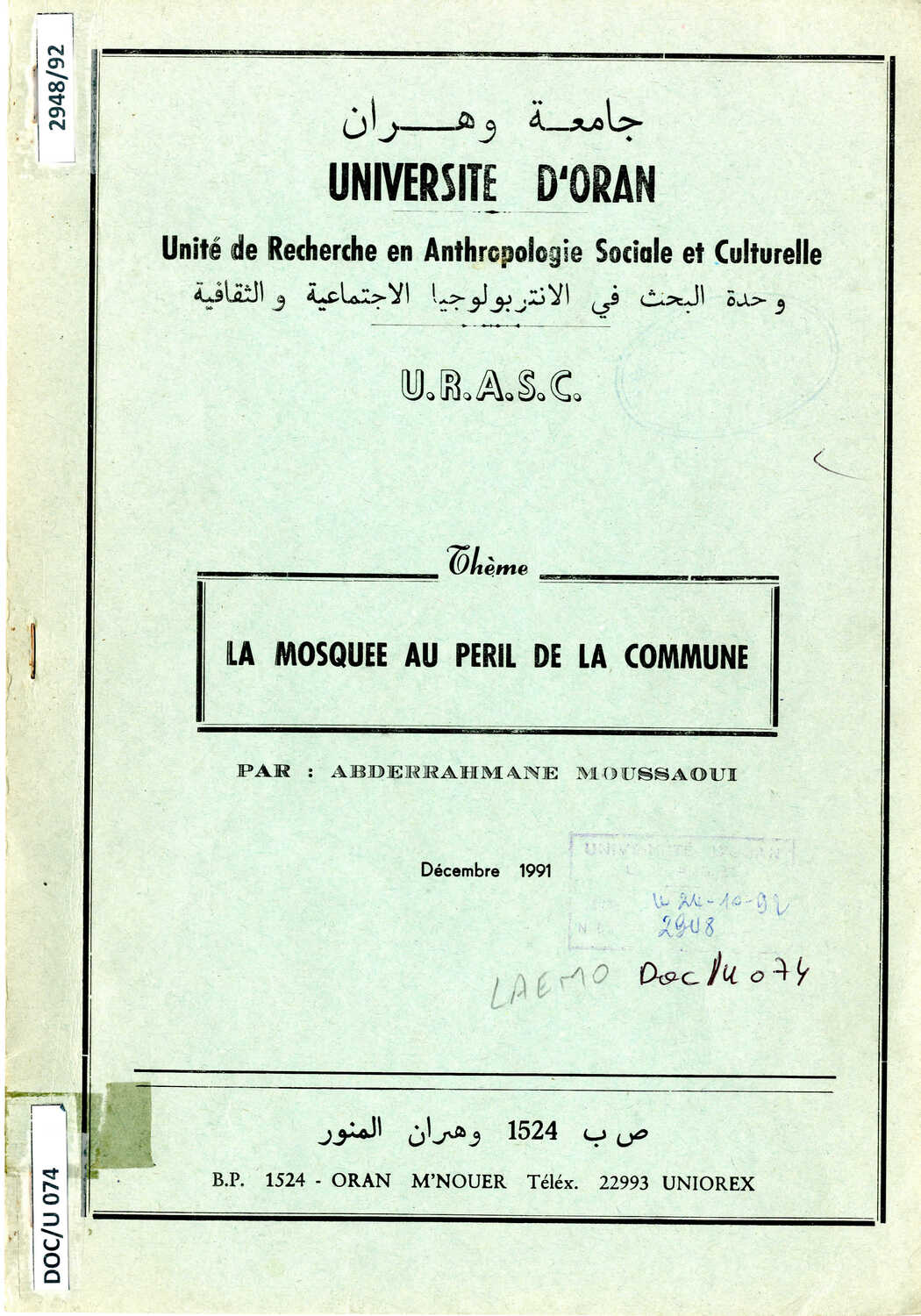 La mosquée au péril de la commune