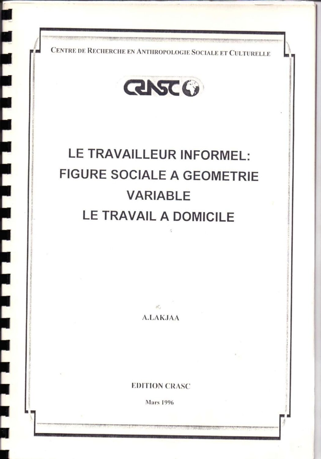 Le travailleur informel: figure sociale à géométrie variable