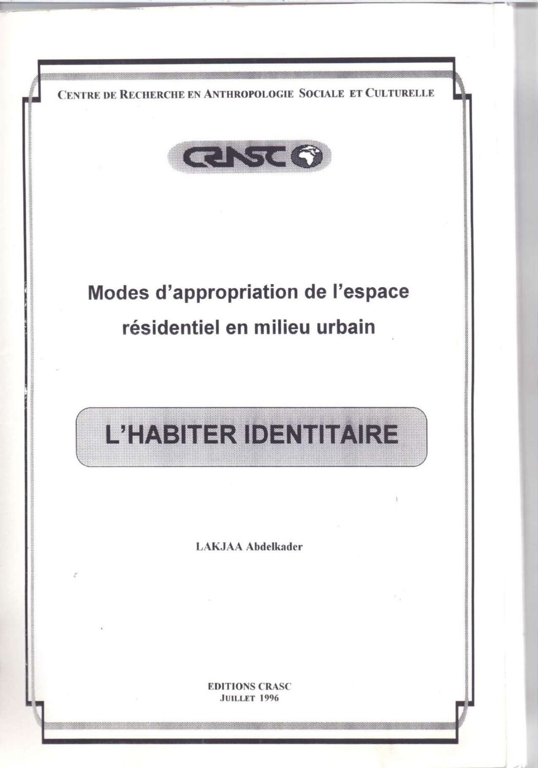 L'habiter identitaire